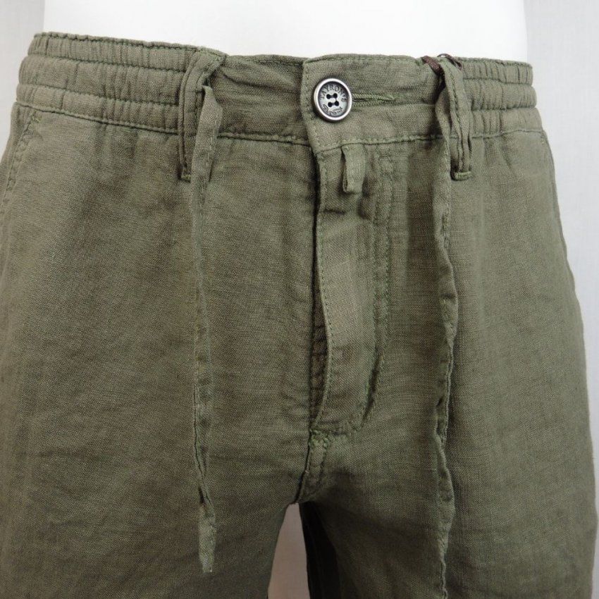 Pantalón corto lino goma verde de Tayron's