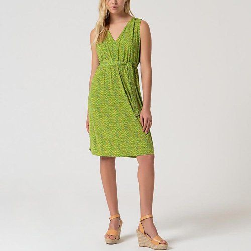 Vestido estampado pequeño verde y naranja de Surkana Vestido estampado pequeño verde y naranja de Surkana