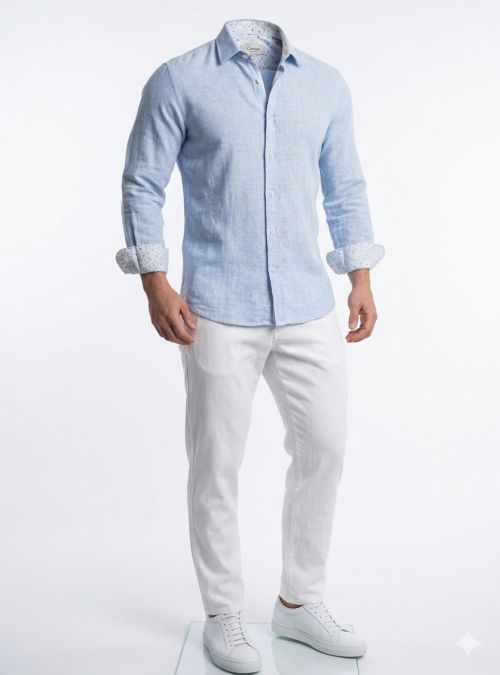 Camisa lino celeste de Corsare Camisa lino celeste de Corsare