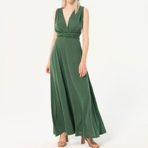 Vestido largo verde tirantes multi posiciones de Surkana Vestido largo verde tirantes multi posiciones de Surkana
