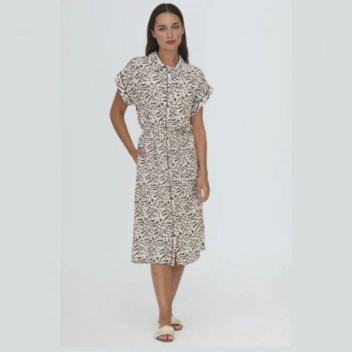 Vestido largo beige estampado negro de WNT Collection Vestido largo beige estampado negro de WNT Collection