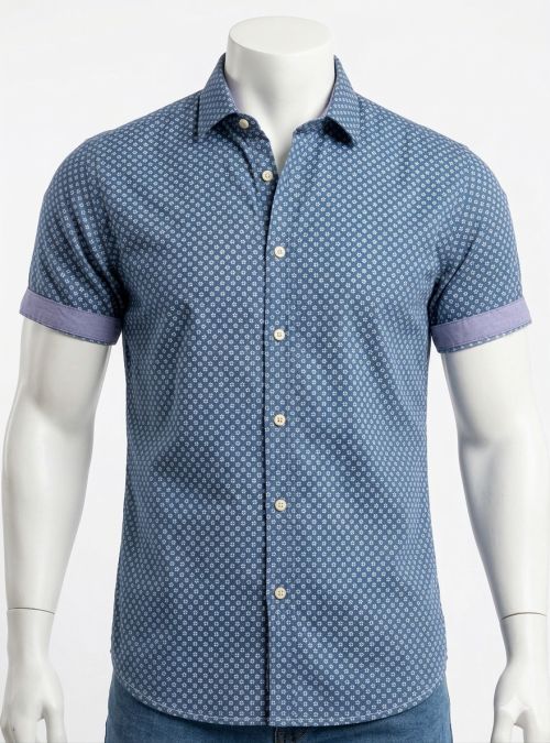 Camisa azul dibujo redondo de Corsare Camisa azul dibujo redondo de Corsare