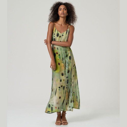 Vestido largo estampado acuarela verde de Surkana Vestido largo estampado acuarela verde de Surkana