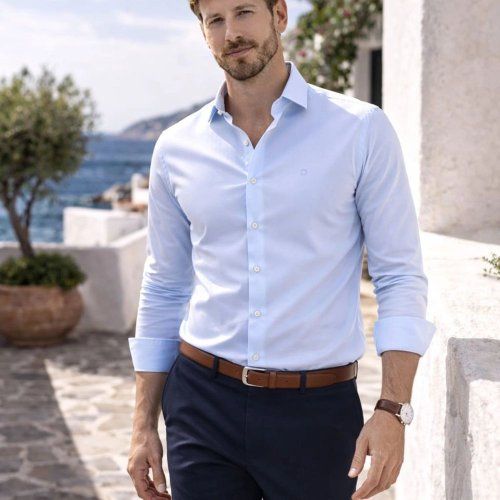 Camisa celeste relieve de Yellow Skin Camisa celeste relieve de Yellow Skin