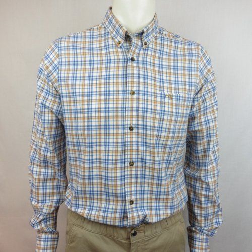 Camisa viella cuadros azul y camel de Dos Galgos Camisa viella cuadros azul y camel de Dos Galgos