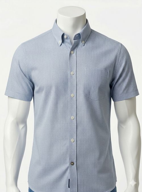 Camisa cuadros pequeños azules de Corsare Camisa cuadros pequeños azules de Corsare