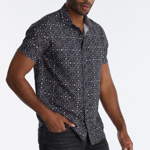 Camisa azul marino con dibujo blanco de Lois Camisa azul marino con dibujo blanco de Lois