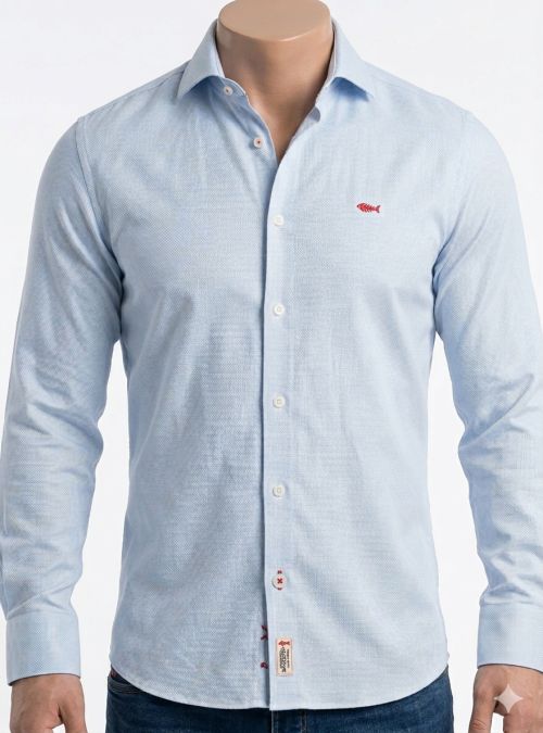 Camisa elástica celeste mini dibujo de Dark & Fish Camisa elástica celeste mini dibujo de Dark & Fish