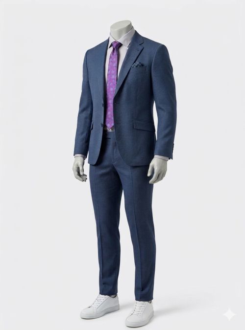 Traje azul tinta mini puntos de Alexander & Co. Traje azul tinta mini puntos de Alexander & Co.