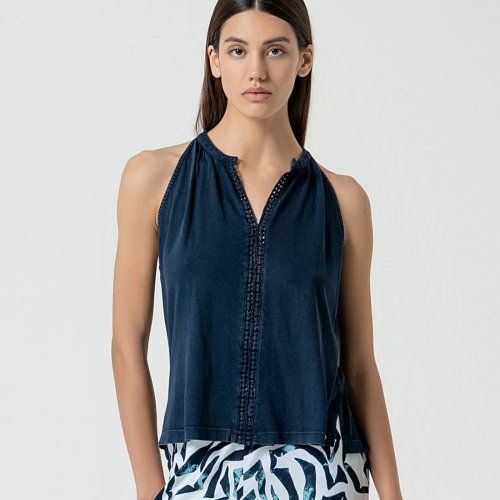 Camiseta algodón azul tinta de Surkana Camiseta algodón azul tinta de Surkana