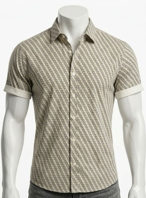 Camisa dibujo geométrico negro, verde y marrón de Corsare Camisa dibujo geométrico negro, verde y marrón de Corsare