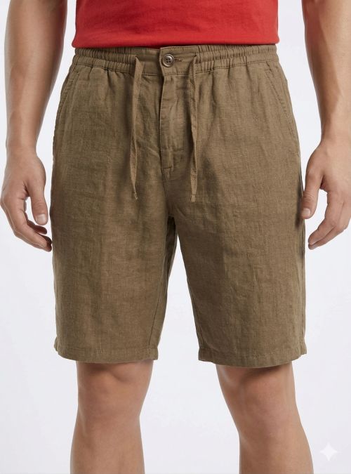 Pantalón corto lino goma verde de Tayron's Pantalón corto lino goma verde de Tayron's