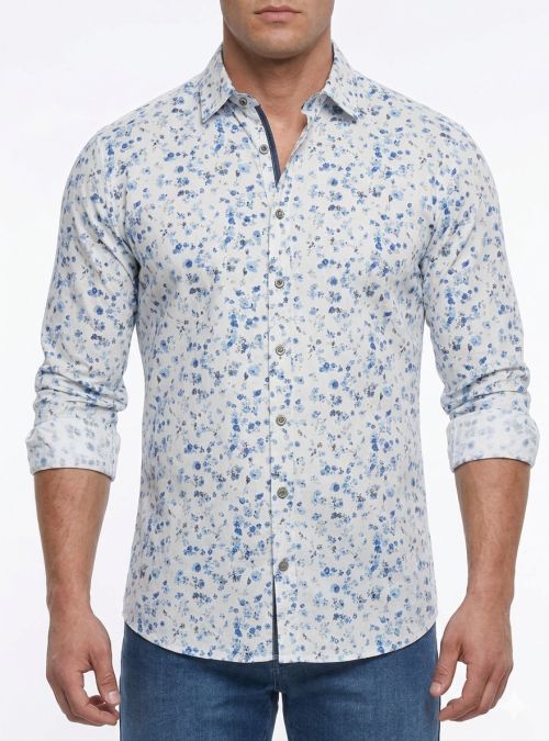 Camisa flores azules de Dos Galgos Camisa flores azules de Dos Galgos