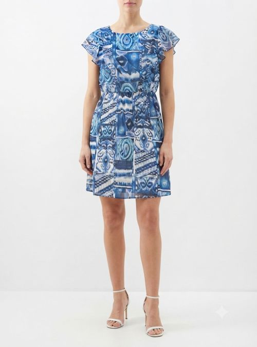 Vestido bambula estampado azul de Lourdes Castillo Vestido bambula estampado azul de Lourdes Castillo