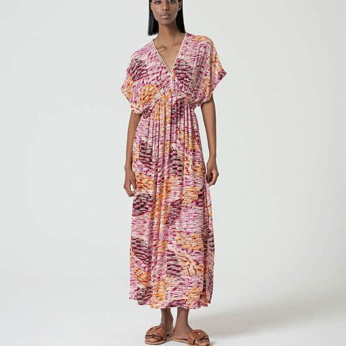 Vestido largo estampado tonos rosas de Surkana Vestido largo estampado tonos rosas de Surkana