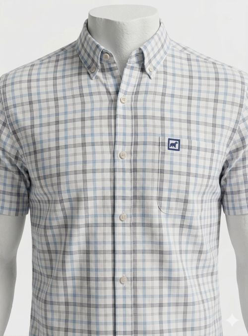Camisa cuadros azul marino y turquesa de Dos Galgos Camisa cuadros azul marino y turquesa de Dos Galgos