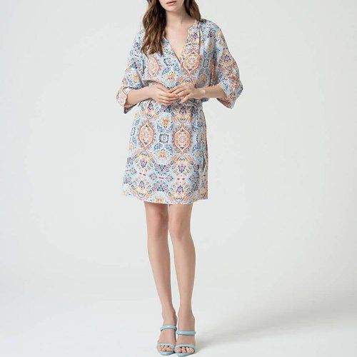 Vestido manga al codo estampado multi color de Surkana Vestido manga al codo estampado multi color de Surkana
