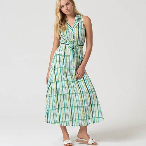 Vestido largo cuadros verdes de Surkana Vestido largo cuadros verdes de Surkana