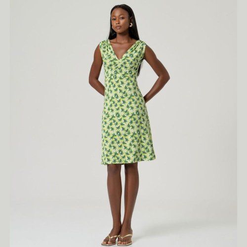 Vestido midi flores lima y verde de Surkana Vestido midi flores lima y verde de Surkana