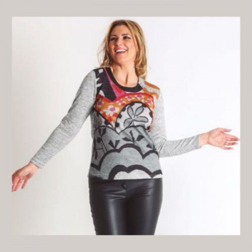 Jersey gris estampado delante de Nayat Jersey gris estampado delante de Nayat