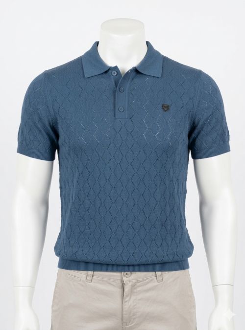 Polo de punto desagujago azul de Dark & Fish Polo de punto desagujago azul de Dark & Fish