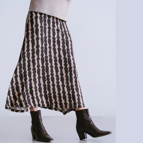 Falda larga beige dibujo marrón de WNT Collection Falda larga beige dibujo marrón de WNT Collection