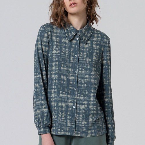 Camisa de punto tacto cálido estampado difuminado de Surkana Camisa de punto tacto cálido estampado difuminado de Surkana