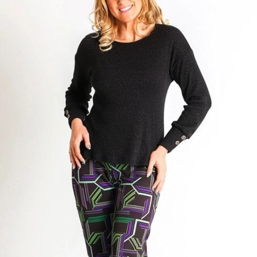 Jersey canalé negro lúrex de Lourdes Castillo Jersey canalé negro lúrex de Lourdes Castillo