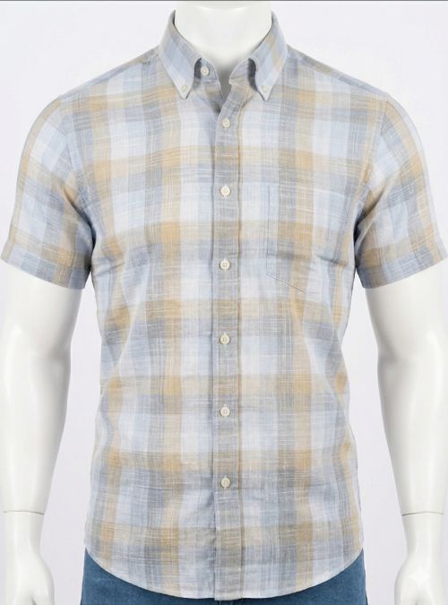 Camisa cuadros grandes azules y beige de Corsare Camisa cuadros grandes azules y beige de Corsare