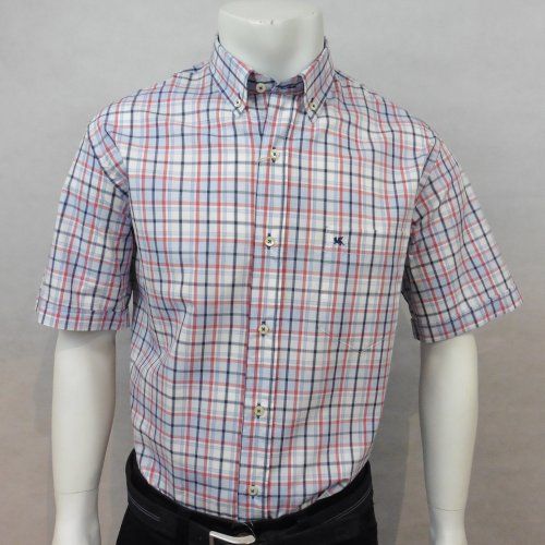 Camisa m/c cuadros coral celeste de VNTO